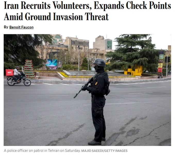 伊朗发起名为"Janfada"（"献身"）的志愿者招募行动，背景是外界对美国可能发动地面入侵的担忧日益加剧