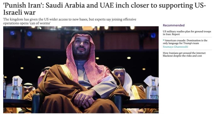 沙特阿拉伯和阿联酋正逐步靠拢美国-以色列的战争行动，扩大基地使用权限，并为更长期的冲突做准备