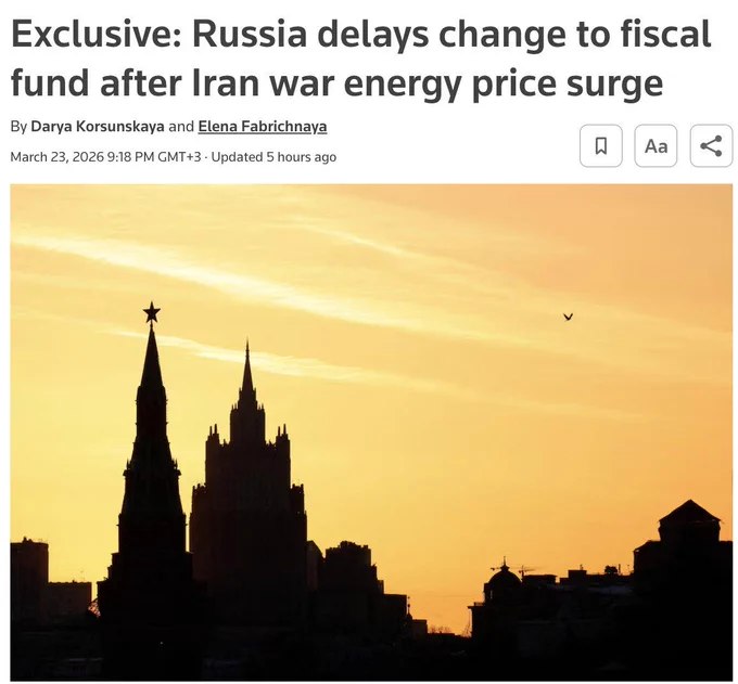 据路透社报道，伊朗冲突爆发后，国际油价从约70美元飙升至每桶逾100美元，俄罗斯正从中获取巨额财政收益