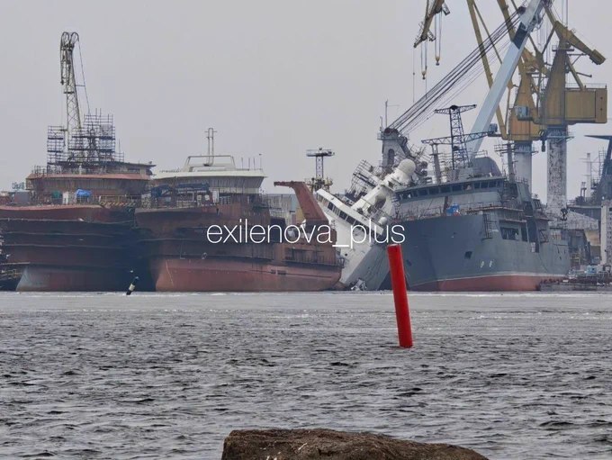 乌克兰无人机昨夜袭击俄罗斯维堡造船厂，一艘23550型巡逻破冰船受损