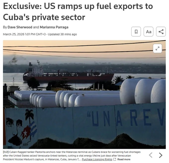 川普政府在对古巴政府实施石油封锁的同时，今年已向古巴私营部门输送约3万桶燃料