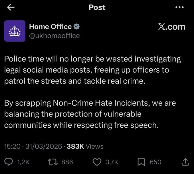 英国宣布停止派遣警察上门调查"非犯罪仇恨事件"