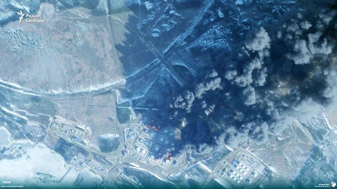 乌克兰昨夜袭击了俄罗斯波罗的海普里莫尔斯克石油港口，击中多个燃料储罐，引发大规模火灾