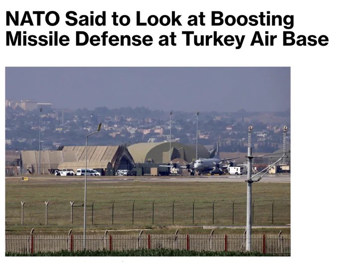 据彭博社报道，北约正考虑因伊朗导弹威胁上升，加强在土耳其的导弹防御部署