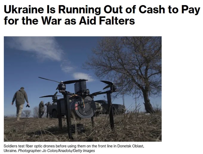 据彭博社报道，乌克兰的战争经费可能在两个月内告罄，资金预计仅能维持至6月