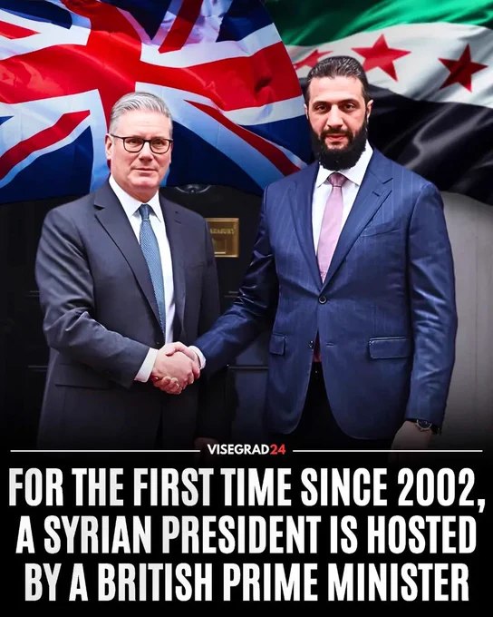 叙利亚总统艾哈迈德·沙拉时隔逾23年首次踏入英国首相官邸唐宁街10号