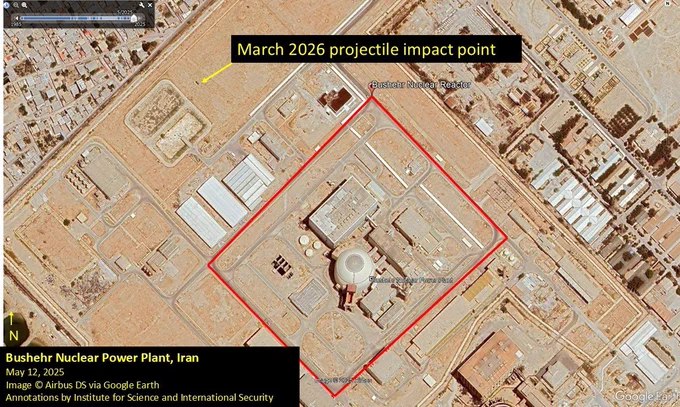 以色列空袭击中伊朗布什尔核电站建筑群内一栋建筑，距反应堆约350米