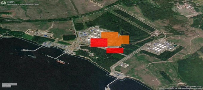 截至4月1日凌晨5时，俄罗斯普里莫尔斯克港和乌斯季卢加港仍在持续燃烧