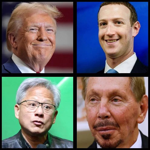 川普将任命马克·扎克伯格、拉里·埃里森和黄仁勋加入科学与技术顾问委员会