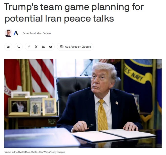 川普政府开始筹划与伊朗潜在和谈，但预计战事仍将持续数周