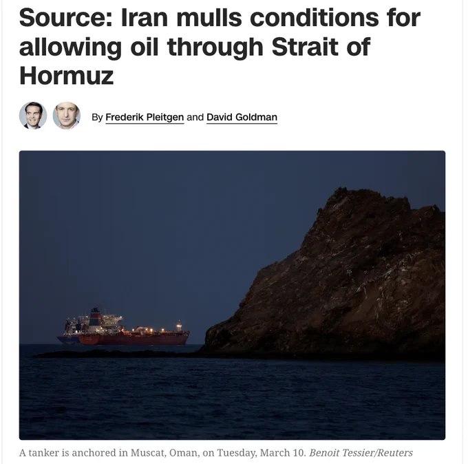 伊朗正考虑仅在货物以人民币结算的条件下，允许有限数量的油轮通过霍尔木兹海峡