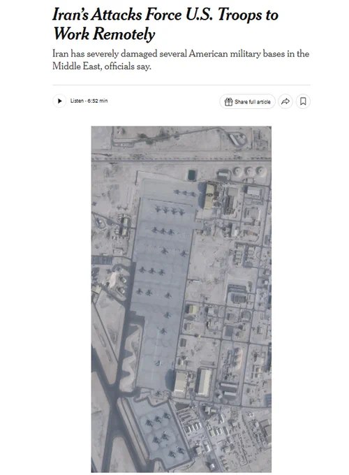 伊朗对中东多处美军基地发动重大打击，迫使大批美国士兵撤离，转移至酒店及临时驻地