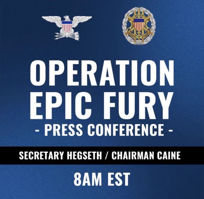 美国国防部长赫格塞斯将于明日上午8时（东部时间）就"史诗怒火行动"召开新闻发布会