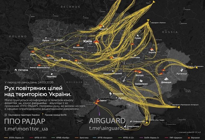 乌克兰监测渠道报告，俄罗斯今日对乌克兰发动大规模无人机袭击，出动无人机数量超过800架，包括夜间发射的批次，攻击持续时间已超过21小时，主要目标为民用基础设施