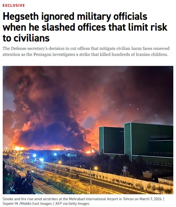 赫格塞斯无视美军高级将领警告，裁撤负责预防和调查平民伤亡的相关部门，人员从约200人削减至不足40人