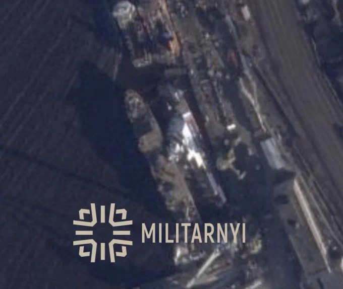 俄罗斯23550项目破冰巡逻舰"普尔加"号卫星图像显示，该舰目前仍在建造中